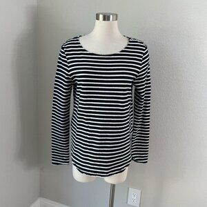 Zadig & Voltaire Womens Large Black White Striped Long Sleeve Skull Graphic Top